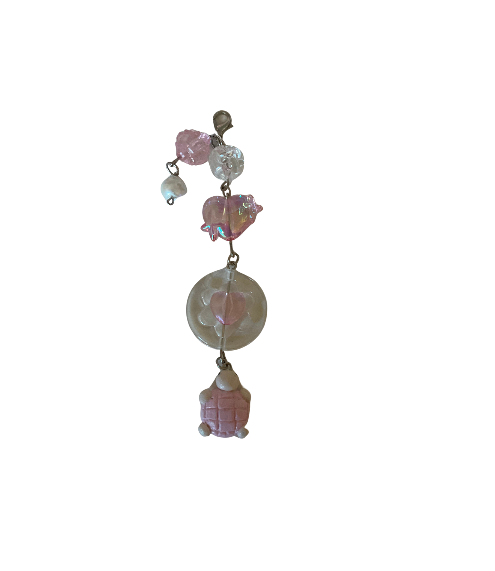 Handmade Keychain with A Clay Turtle (Pink)